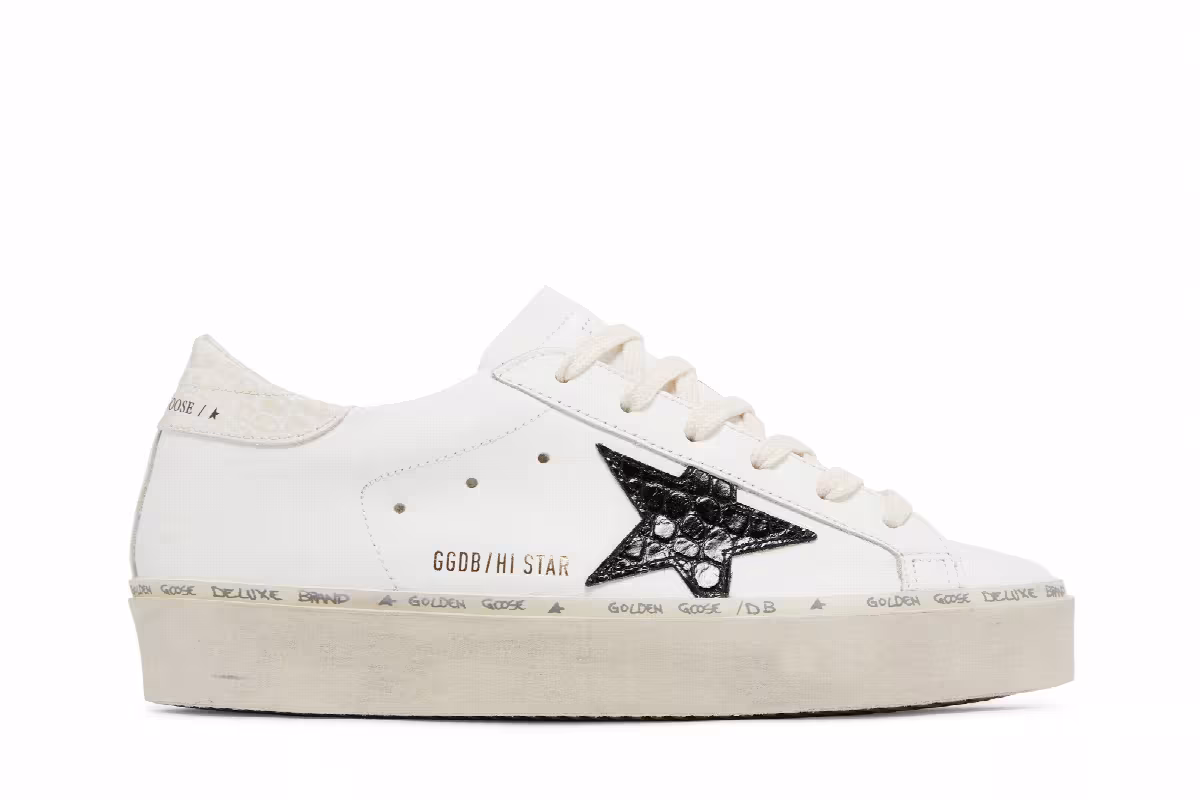 Golden Goose Women's Hi Star White Black Crocodile, view 2