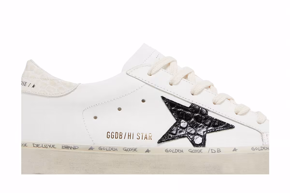 Golden Goose Women's Hi Star White Black Crocodile, view 3