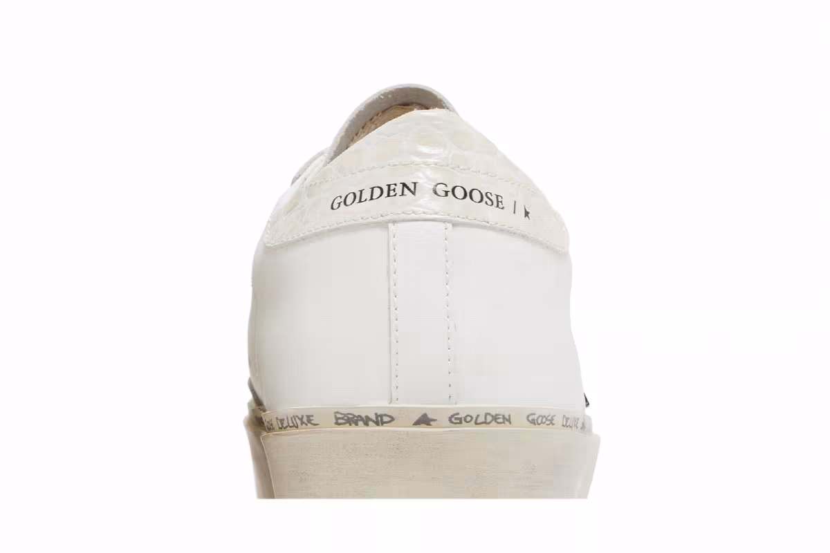 Golden Goose Women's Hi Star White Black Crocodile, view 8