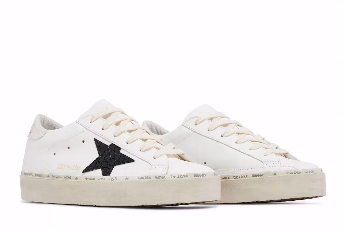 Golden Goose Women's Hi Star White Black Crocodile, view 9