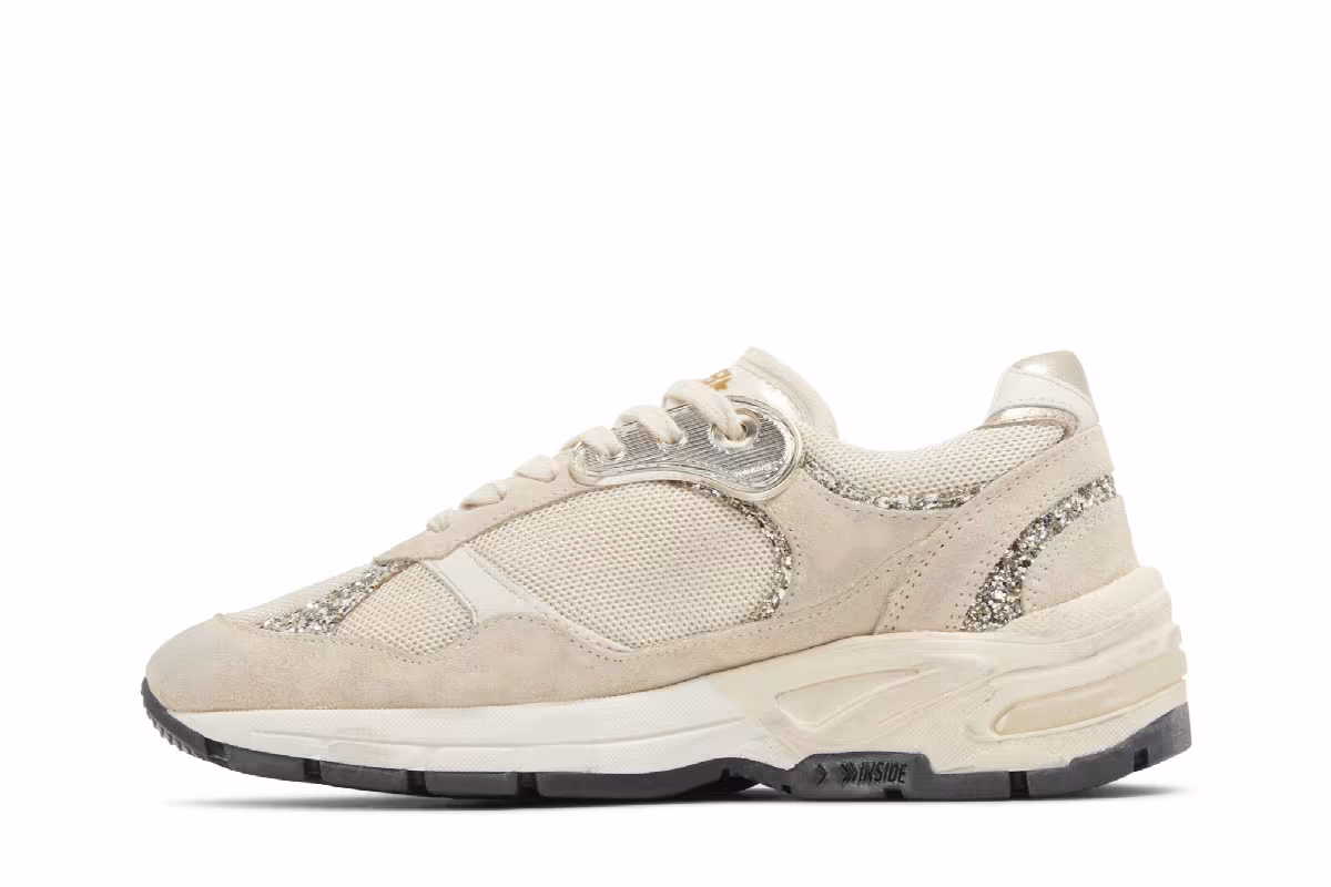 Golden Goose Women's Dad-Star Seed Pearl Platinum Glitter, view 4