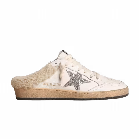Golden Goose Wmns Ballstar Shearling Sabot 'White Silver'