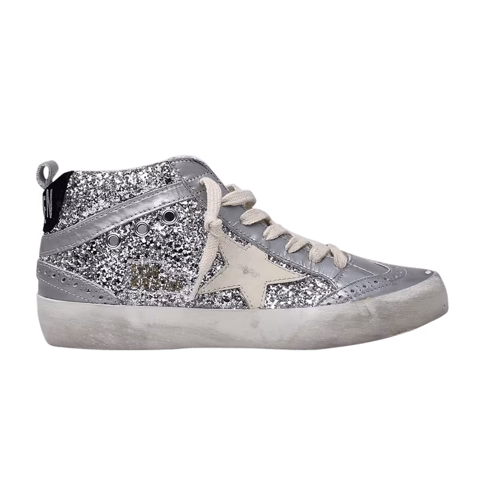 Golden Goose Women's Mid Star Silver Glitter