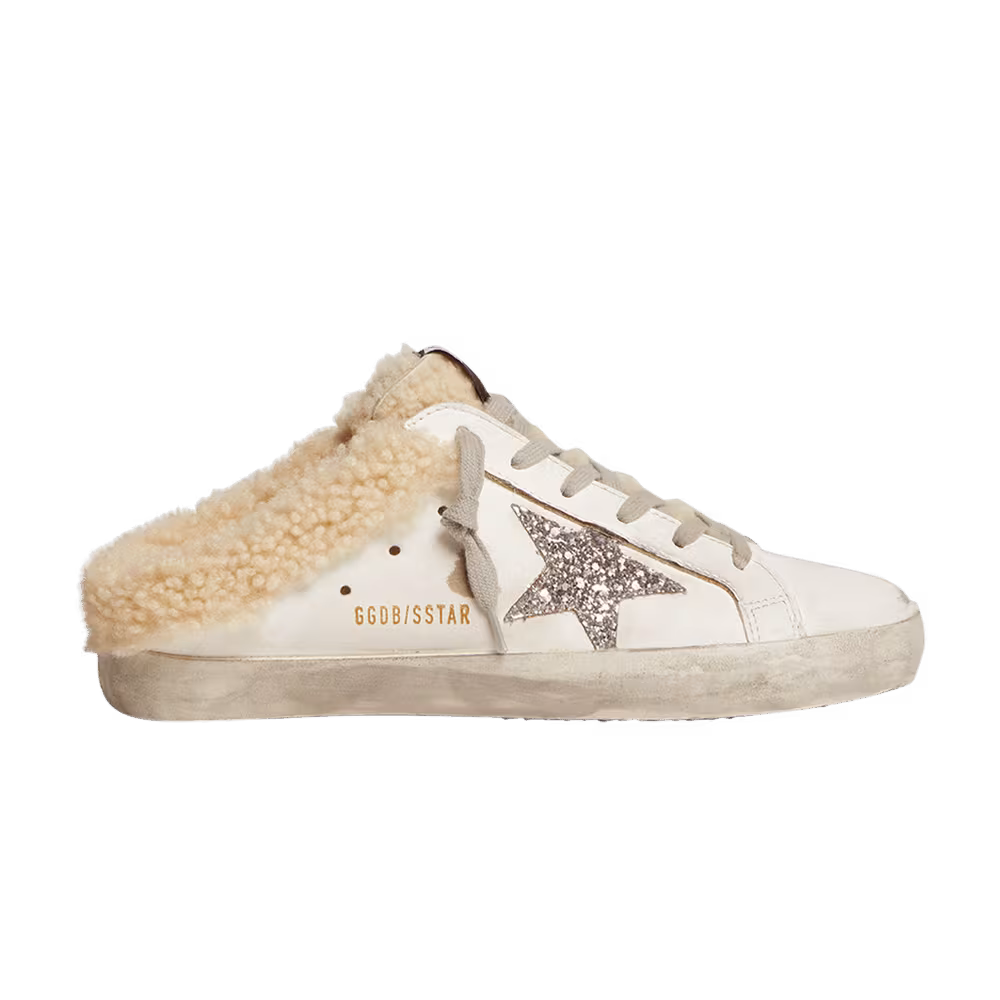 Golden Goose Women's Superstar Sabot White Silver Glitter
