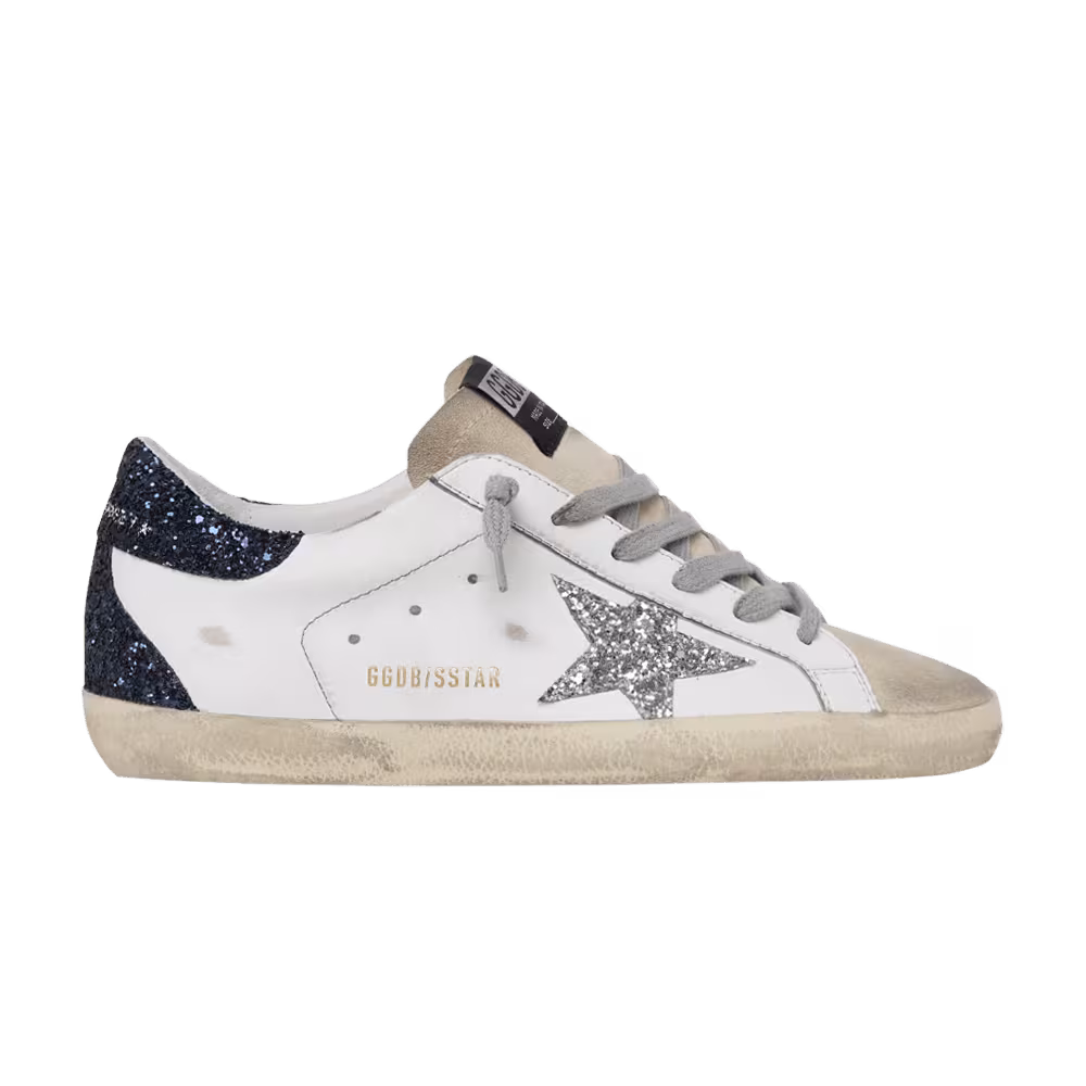 Golden Goose Women's Superstar White Silver Blue Glitter
