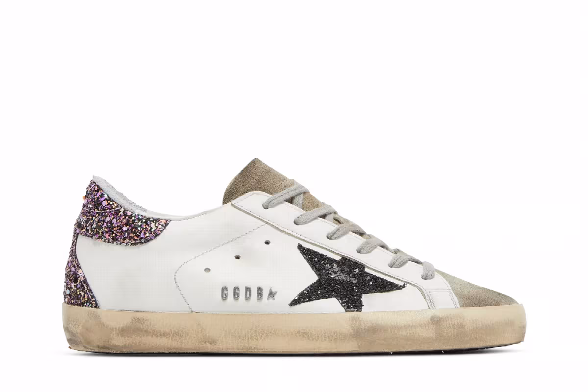 Golden Goose Women's Superstar White Black Glitter, view 2