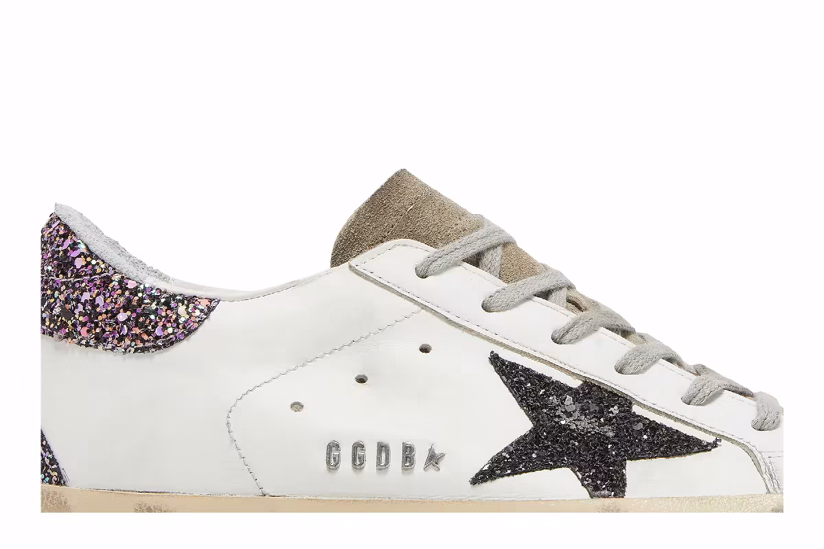 Golden Goose Women's Superstar White Black Glitter, view 3