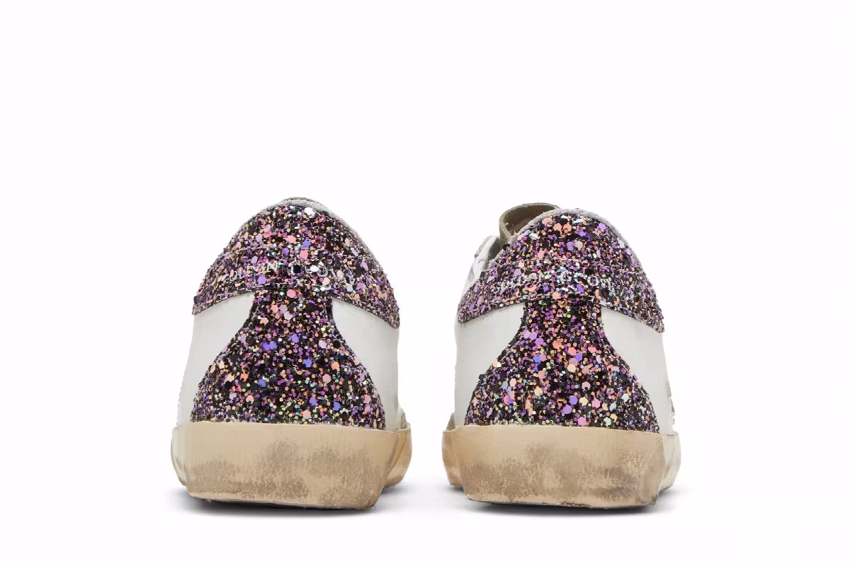 Golden Goose Women's Superstar White Black Glitter, view 7
