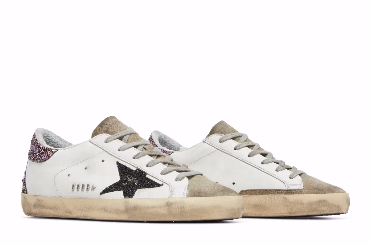 Golden Goose Women's Superstar White Black Glitter, view 9