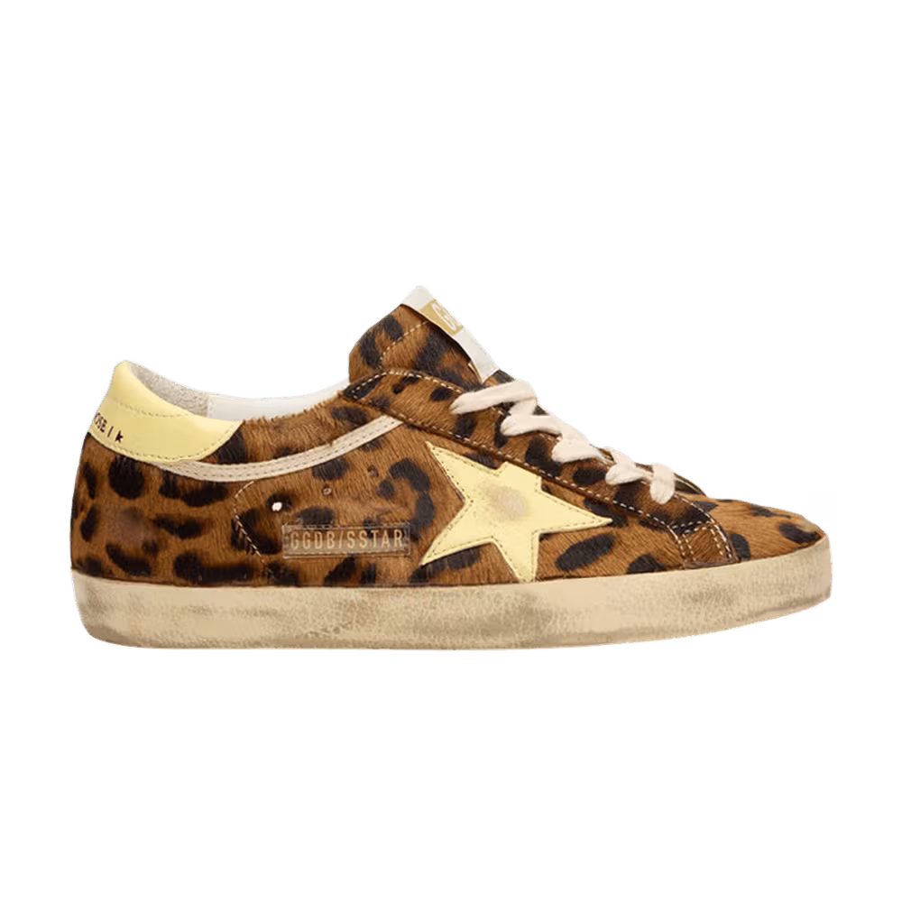 Women's Golden Goose Super-Star Horsy Upper Toe And Tongue Leopard Pale Yellow