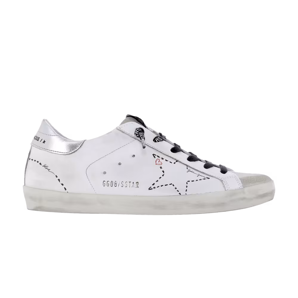 Golden Goose Women's Superstar Distressed Low White Silver