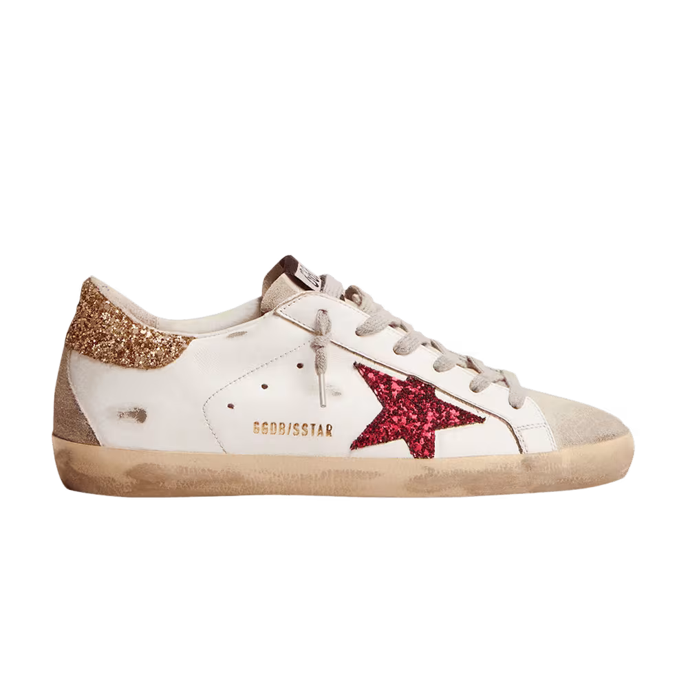 Golden Goose Women's Superstar White Red Gold Glitter