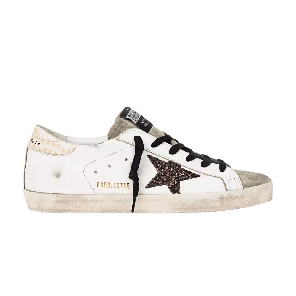 Golden Goose Women's Superstar White Coffee Brown Glitter