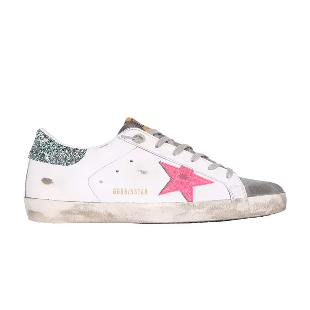 Golden Goose Women's Superstar White Aquamarine Glitter