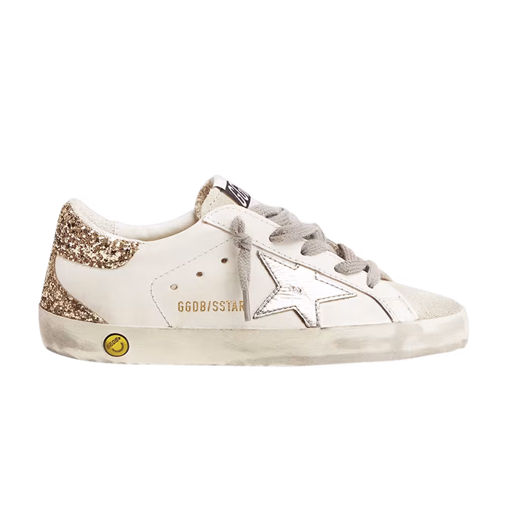Golden Goose Superstar Kids White Gold Glitter