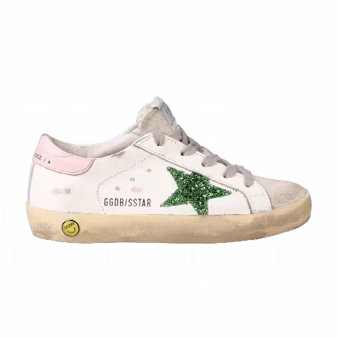 Golden Goose Superstar Kids 'White Emerald Green Glitter'