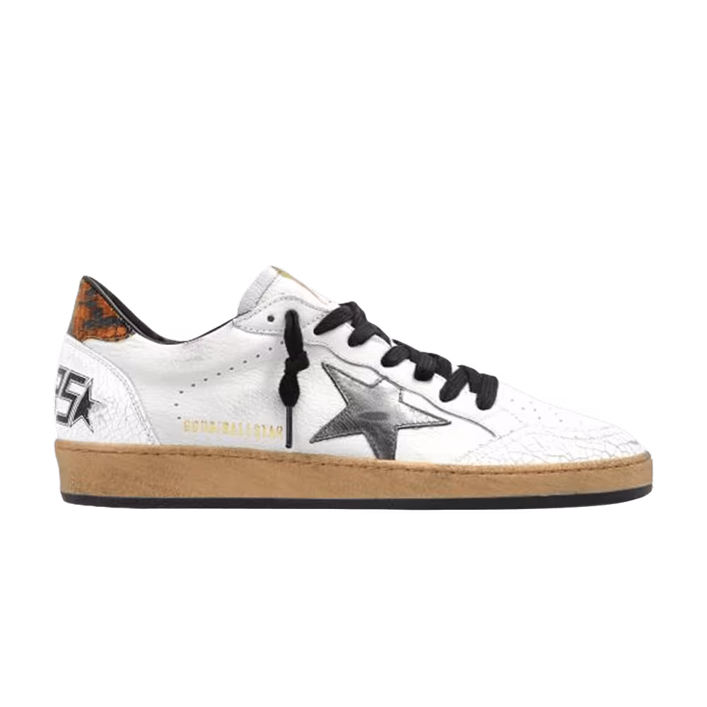Golden Goose Ball Star White Silver Snakeskin