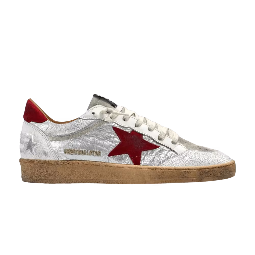 Golden Goose Ball Star Sneaker Silver Red