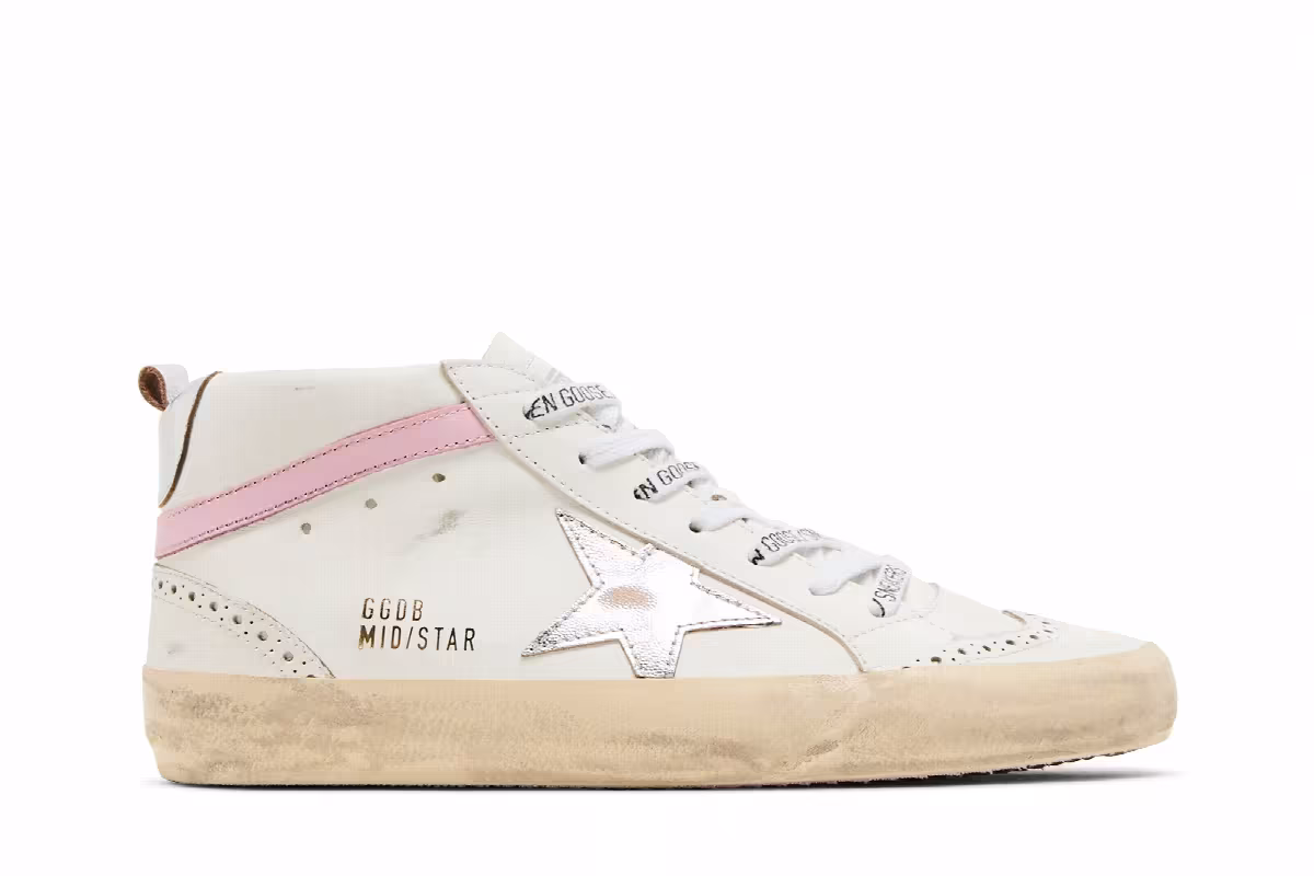 Golden Goose Women's Mid Star White Silver Pink, view 2