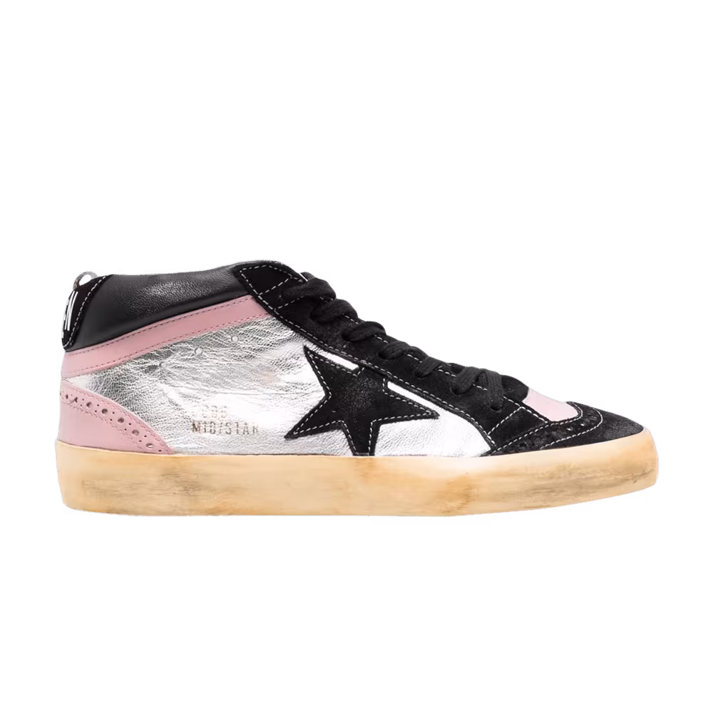 Golden Goose Women's Mid Star Black Silver Pink