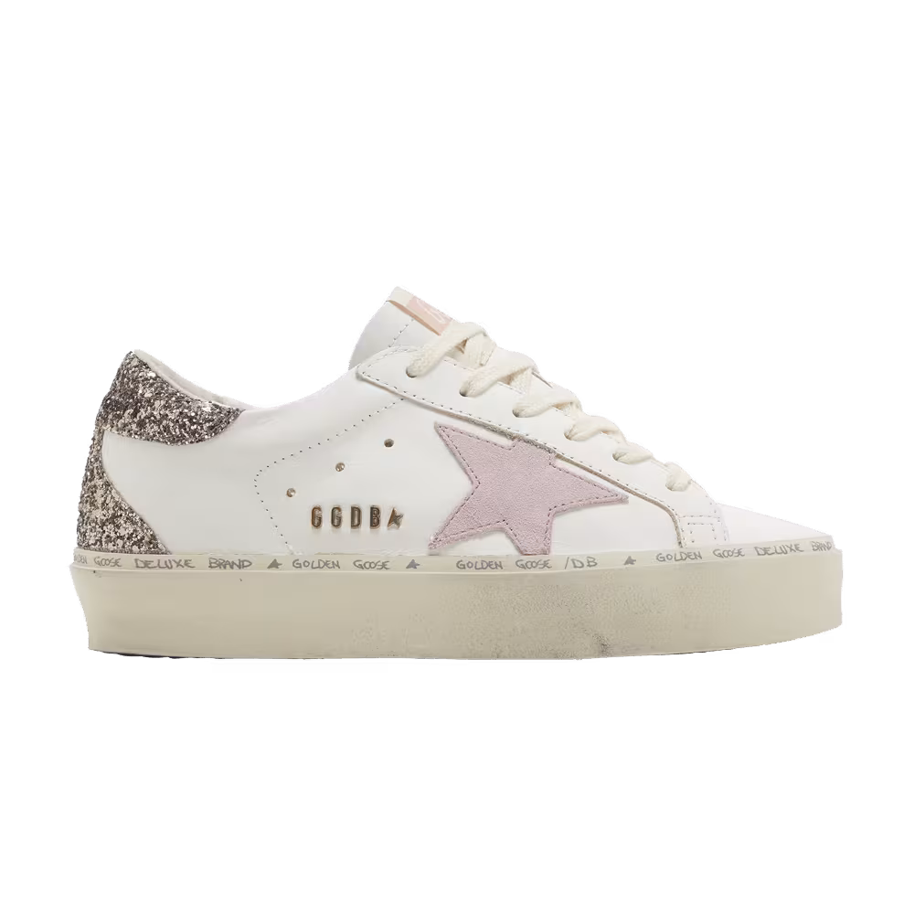 Golden Goose Women's Hi Star White Antique Pink Glitter