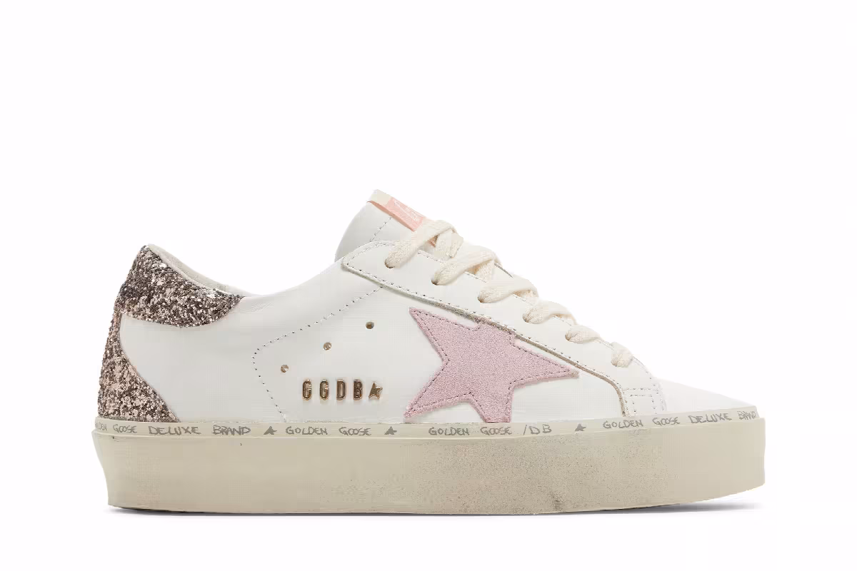 Golden Goose Women's Hi Star White Antique Pink Glitter, view 2
