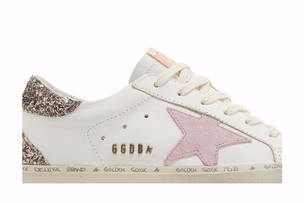 Golden Goose Women's Hi Star White Antique Pink Glitter, view 3