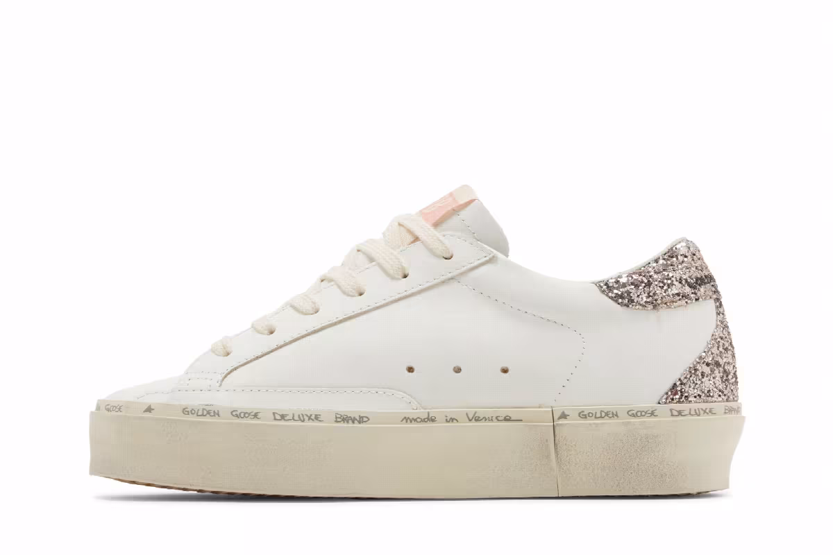 Golden Goose Women's Hi Star White Antique Pink Glitter, view 4