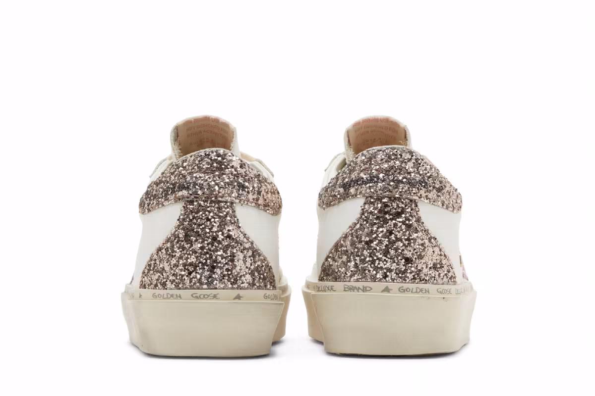 Golden Goose Women's Hi Star White Antique Pink Glitter, view 7