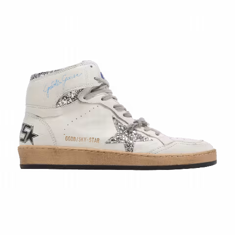 Golden Goose Wmns Sky Star 'White Silver Glitter'