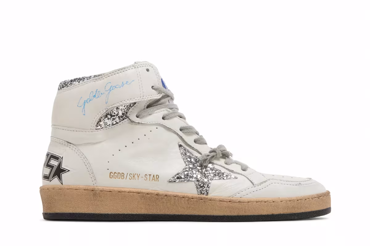 Golden Goose Women's Sky Star White Silver Glitter, view 2