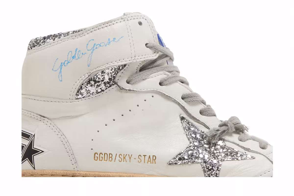 Golden Goose Women's Sky Star White Silver Glitter, view 3