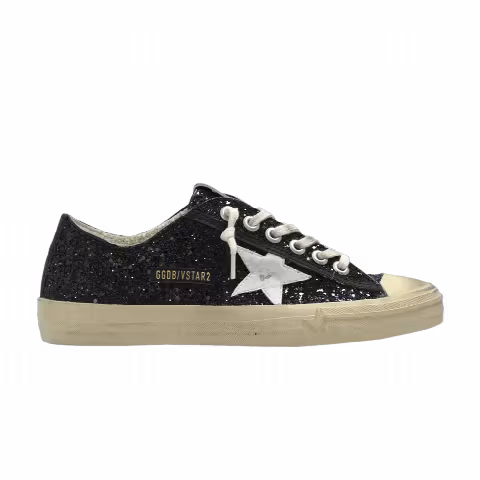 Golden Goose Wmns V-Star 2 'Black Platinum Glitter Star'