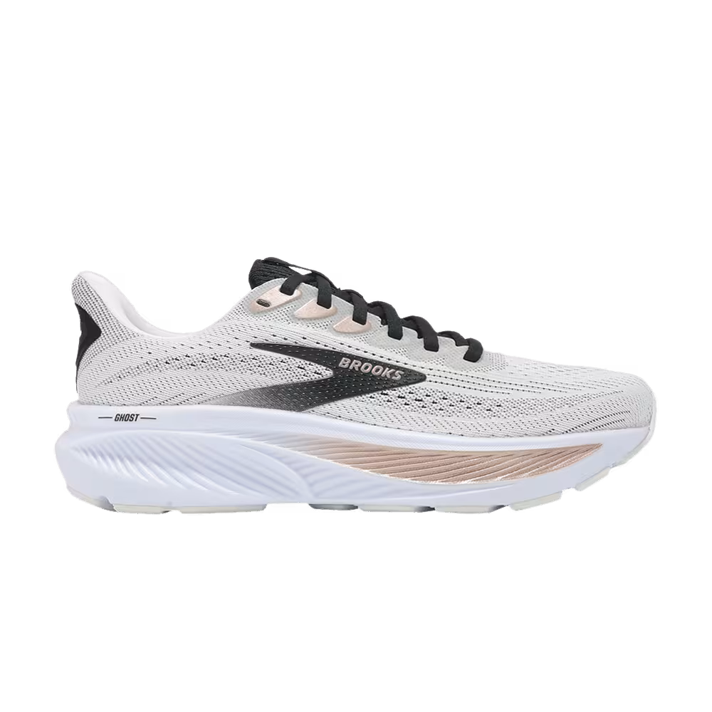 Brooks Women's Ghost 17 Wide White Black Rose Gold