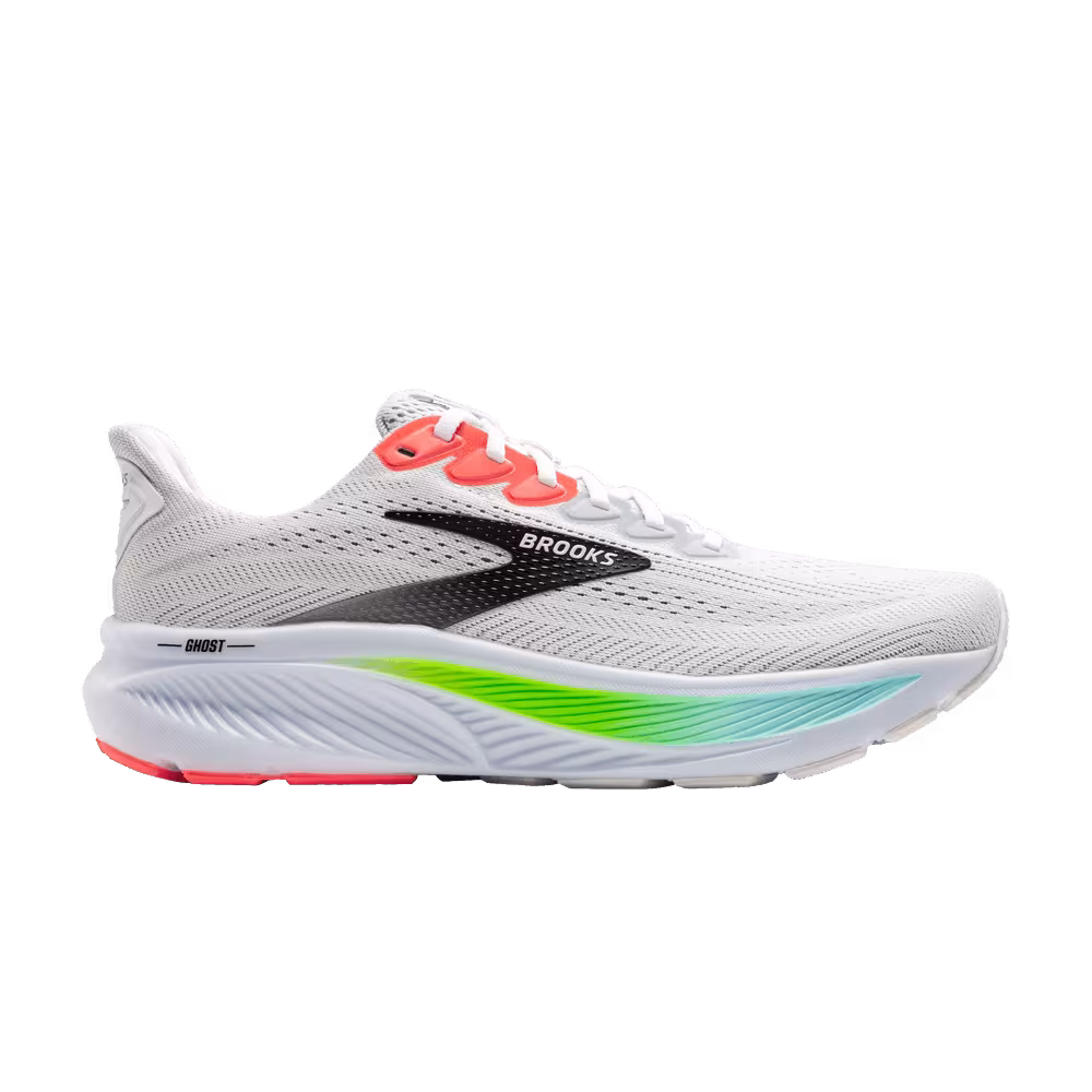 Brooks Ghost 17 White Pink Clay Gecko