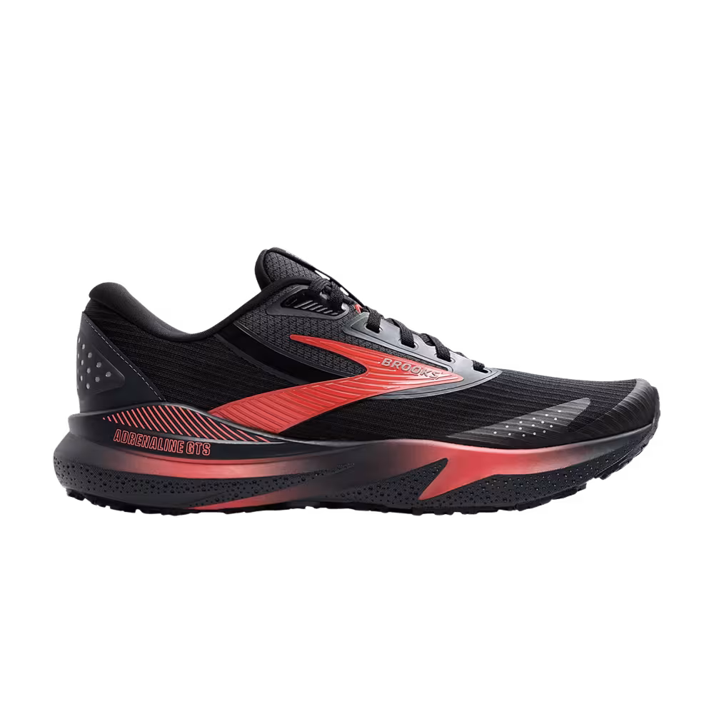 Brooks Women's Adrenaline GTS 24 Weatherized Black Hot Coral