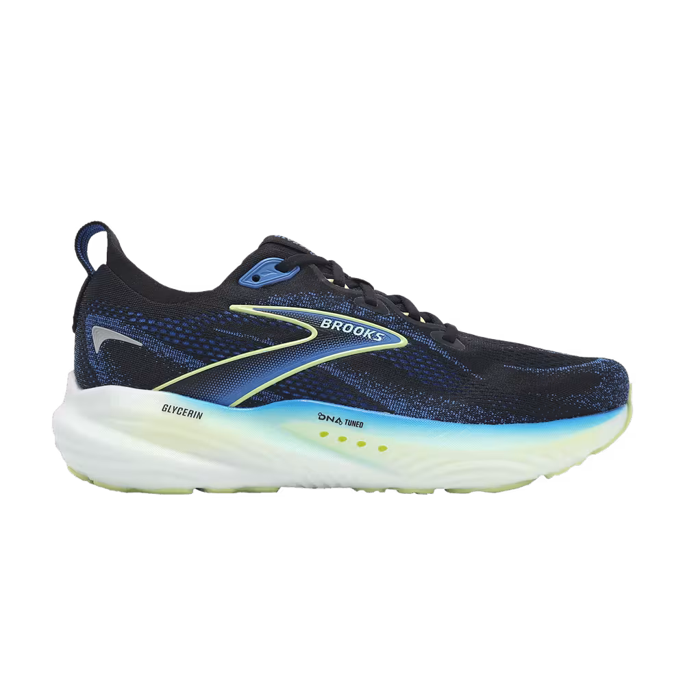 Brooks Glycerin 22 2E Wide Black Cobalt Neo Yellow