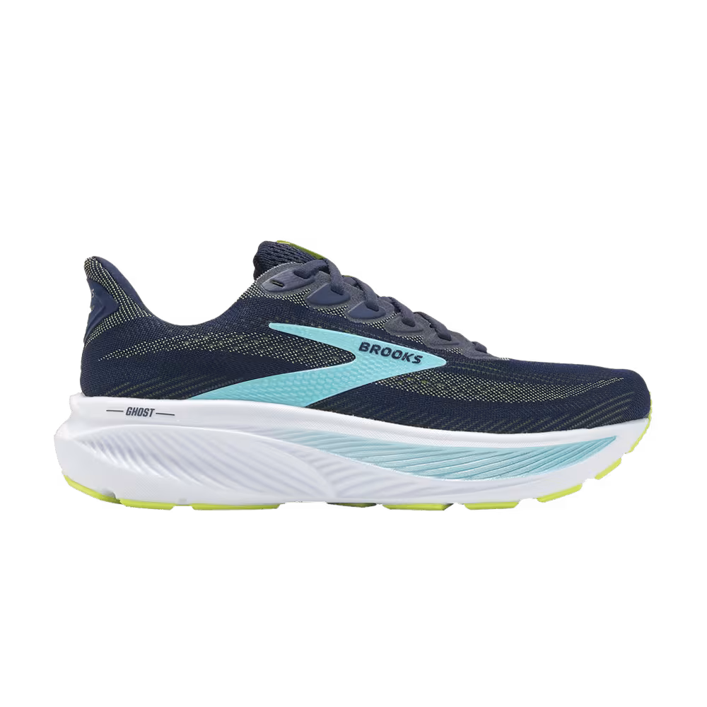 Brooks Ghost 17 2E Wide Peacoat Lime Blue