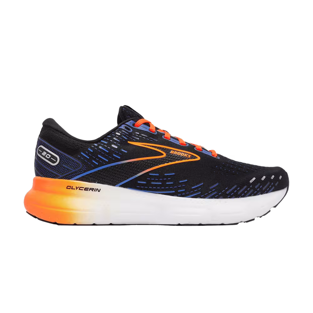 Brooks Glycerin 20 2E Wide Black Classic Blue Orange