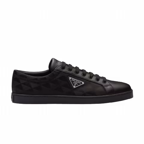 Prada Leather and Re-Nylon Sneaker 'Black Symbole Motif Pattern'