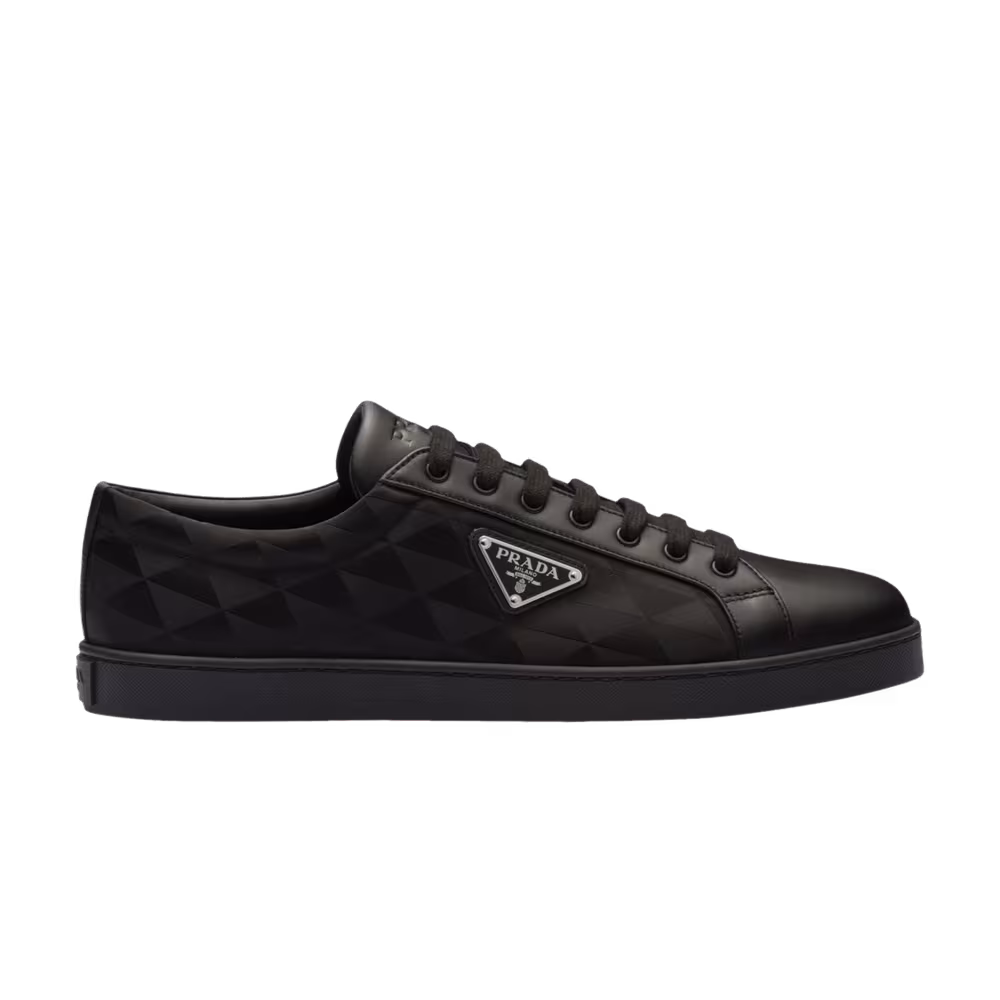 Prada Leather and Re-Nylon Sneaker Black Symbole Motif Pattern