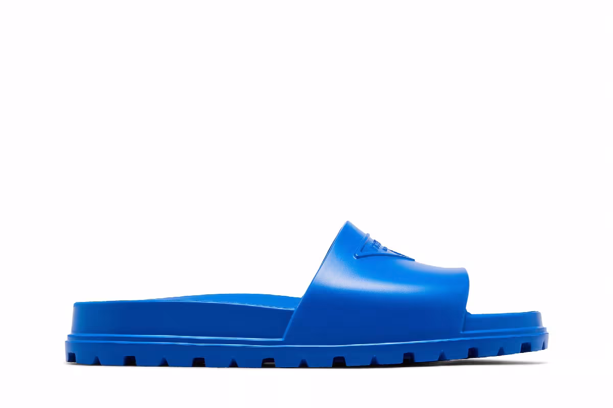 Prada Rubber Slide Sapphire Blue, view 2
