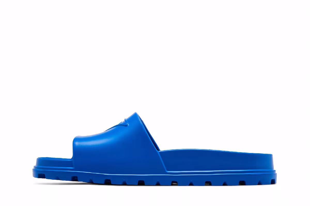 Prada Rubber Slide Sapphire Blue, view 4