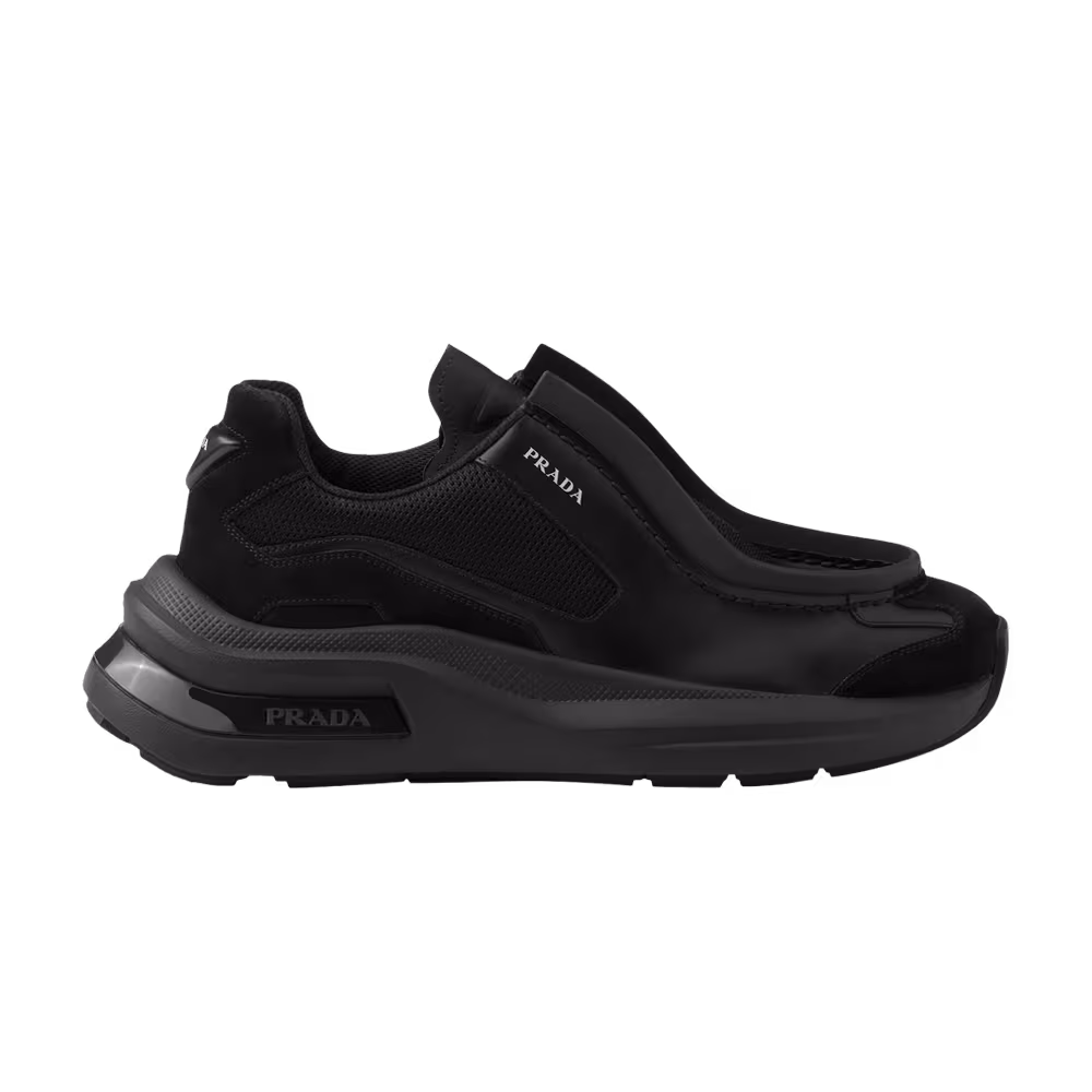 Prada Systeme Brushed Leather Sneaker Black