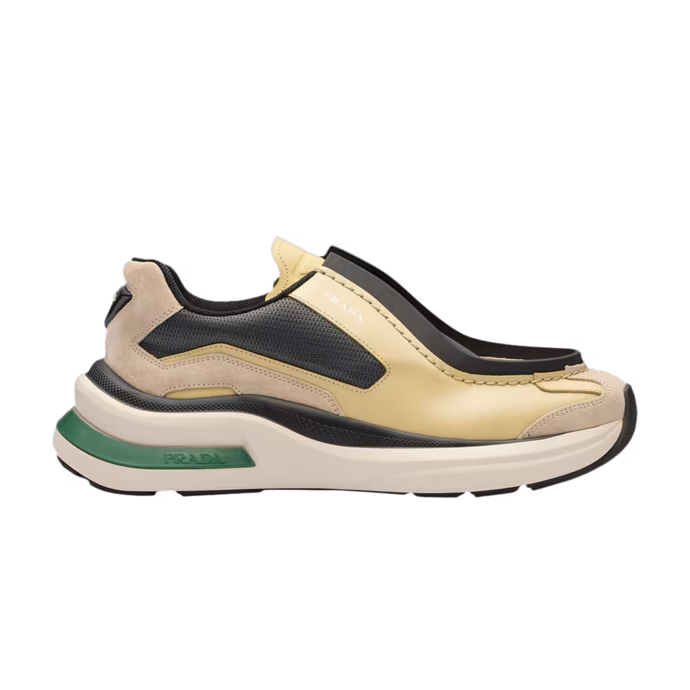 Prada Systeme Brushed Leather Sneaker Vanilla Anthracite