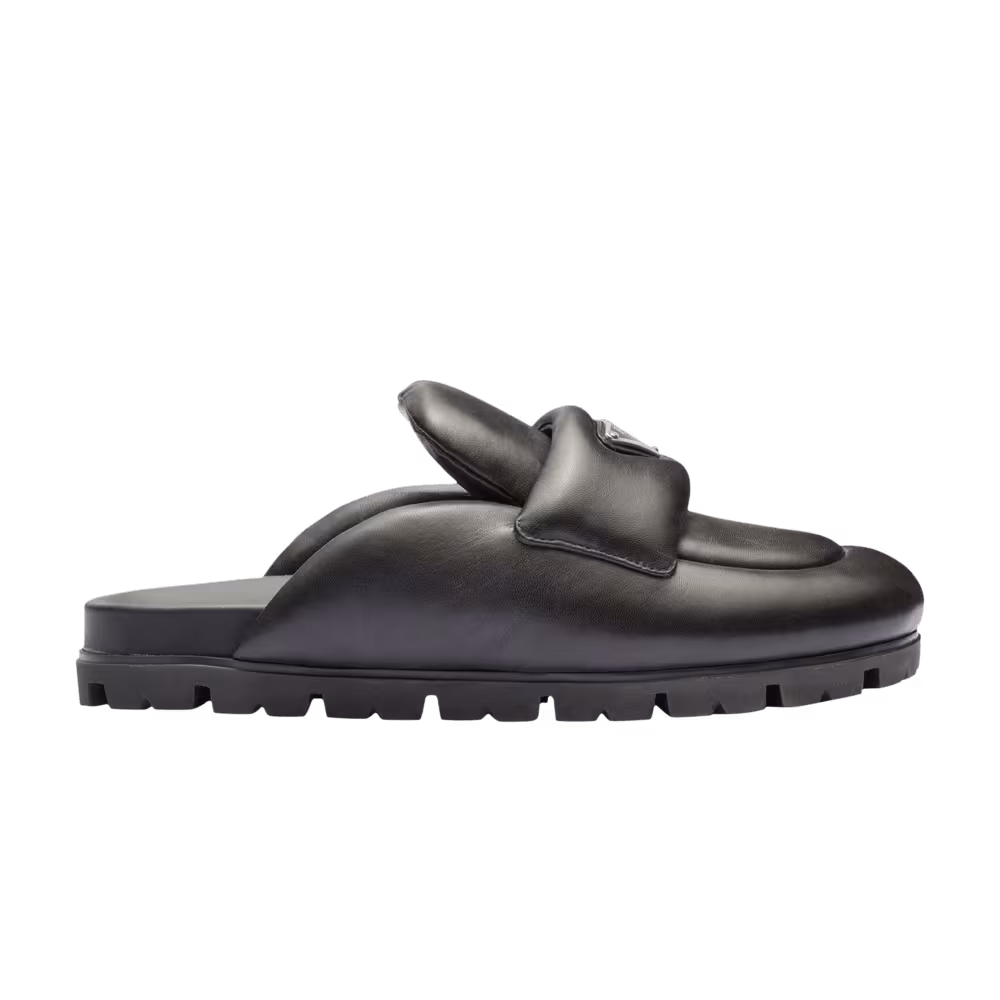 Prada Women's Soft Padded Nappa Leather Sabots Black