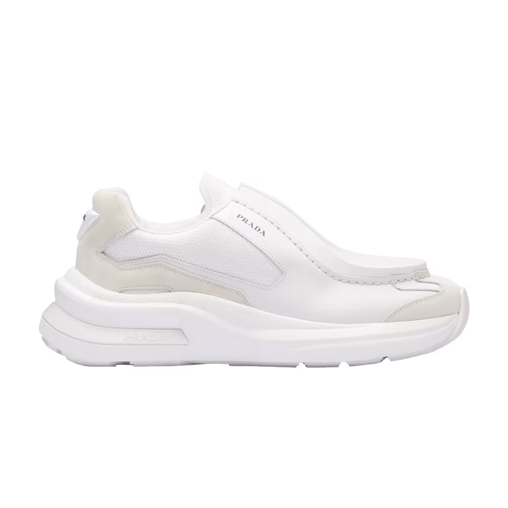 Prada Systeme Brushed Leather Sneaker White