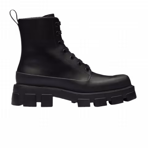 Prada Monolith Leather Ankle Boot 'Black'