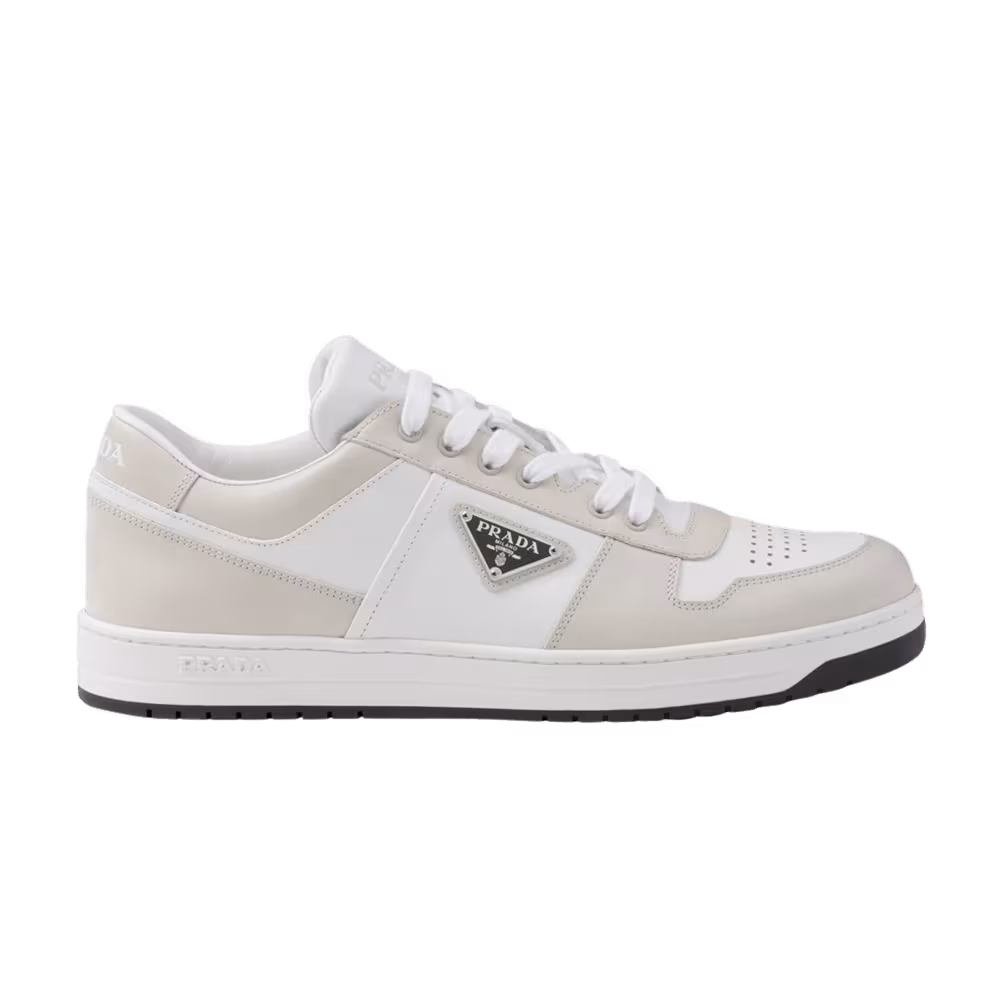 Prada Downtown Leather White Dusty Grey