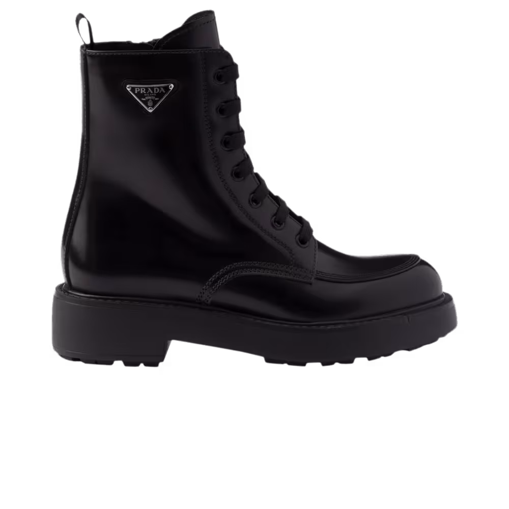 Prada Women's Brushed Leather Boot Black